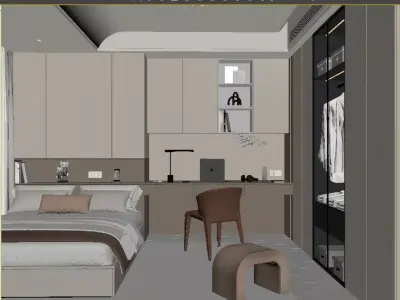 Minimalist bedroom 3D model