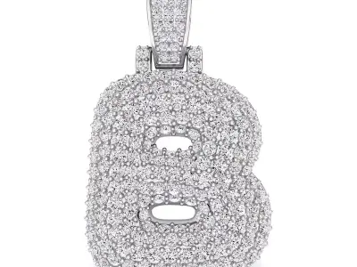 Bubble B Initial Pendant 3D print model