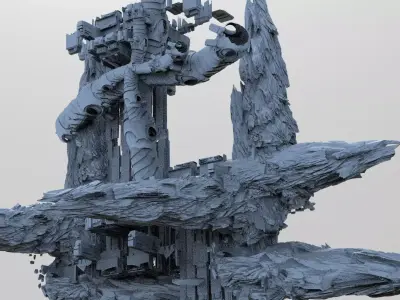 Cyberpunk asteroid grand towers 5 3D model