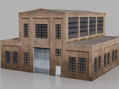 Industrial building 002 Low-poly 3D model