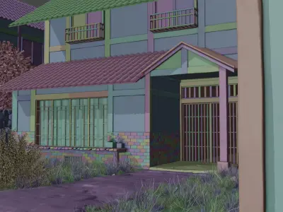 Realistic Japanese House Exterior Environment 3D model