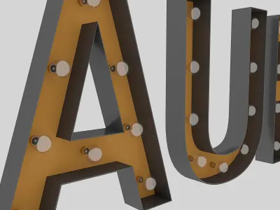 Restaurant Sign With Bulb 3D model