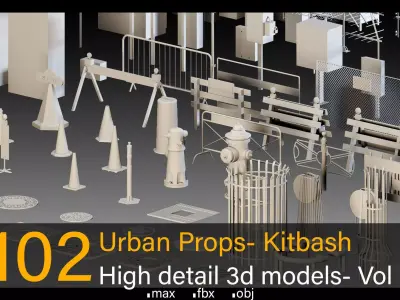102 Urban Props- Vol 02- Kitbash- High detail 3d models 3D model