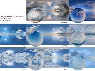 Skies - Panoramas 360 degree Low-poly 3D model