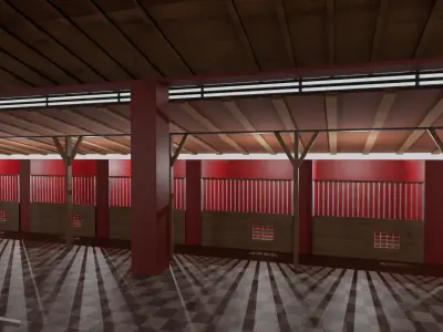 Horse Stable Low-poly 3D model