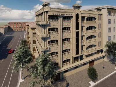 Classic stone facade-Building Classic Facade Element 3D model 12
