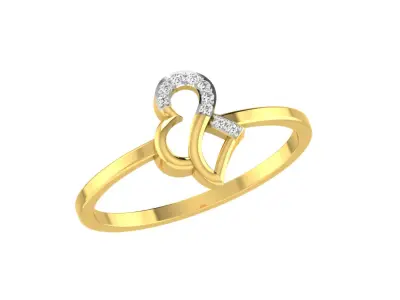 Light Weight Yellow Gold Diamond Ring  -EZ R-135 3D print model