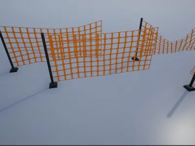 Modular Safety Net Fences Low-poly 3D model