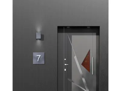 Modern entrance door Low-poly 3D model