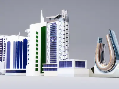 BUILDINGS group of in city 3D model