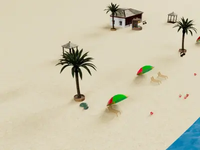 3D Beach house in desert 3D model