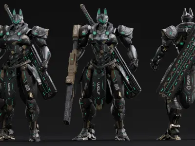 Low Poly - Cybernetic Fenrir Son of Loki Low-poly 3D model