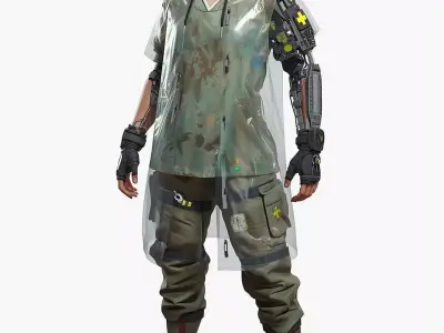 Cyberpunk Street Medic Character 3D Model Low-poly 3D model