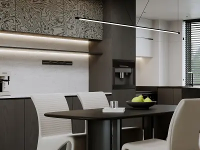 modern living room dining room interior scenes  3D model 37