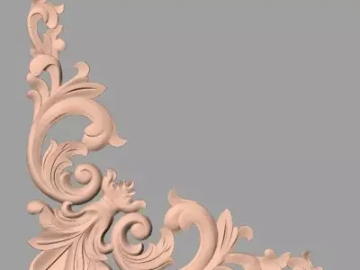 Furniture decorative corner flower 3D STL model for CNC E881 3D model