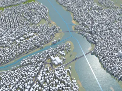 Tshikapa Congo 20km Low-poly 3D model