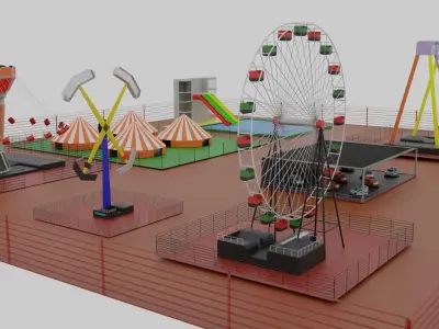 Amusement Park Low-poly 3D model