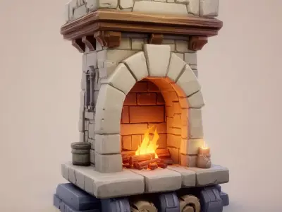 Stylized Fireplaces 3D model