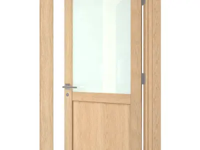 Door-065 interior door in oak with frosted glass 3D model