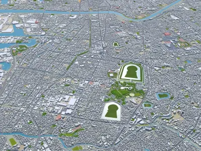 Sakai Japan 50km Low-poly 3D model