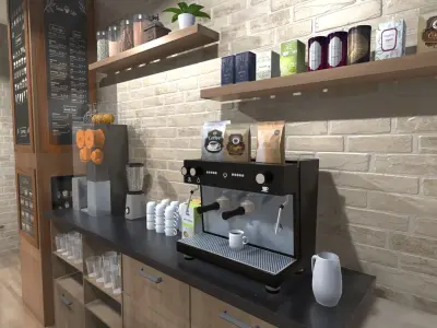 Coffee Shop Low-poly 3D model