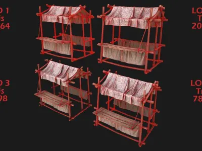 Market Tent White Low-poly 3D model