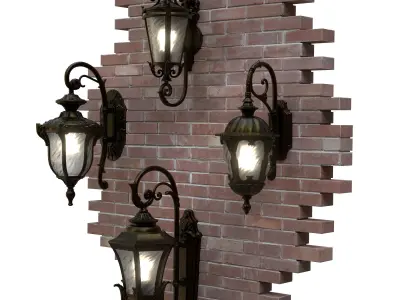 Retro Outdoor Wall Lanterns Low-poly 3D model