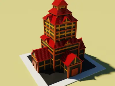 3d voxel low-poly house Low-poly 3D model