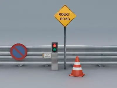 RoughRoad Shield and Crash Barrier 3D model