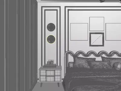 French Style Bedroom Low-poly 3D model