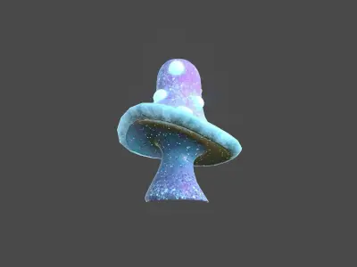 Fantasy Mushroom B01 Purple Blue - Scene Backdrop Design Low-poly 3D model