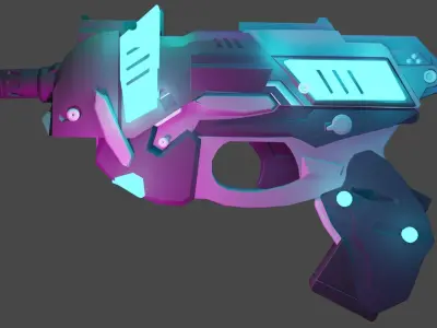 Pistol gun with lights 3D print model