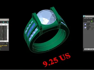 Light Gold Diamond Men Ring 2MR003 3D model