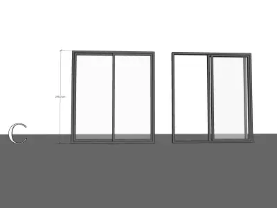 Sliding Metal Door - C Low-poly 3D model