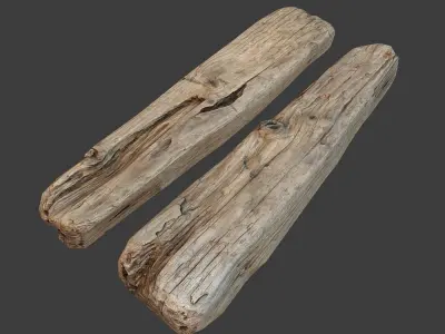 Wooden Plank Low-poly 3D model