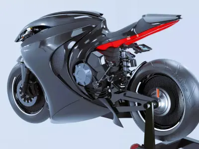 Futuristic Concept Motorcycle Black 3D model