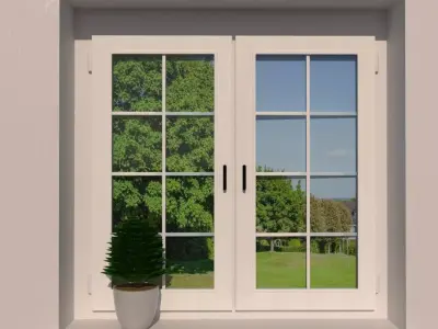 Modern Double Casement Window with Sill  Interior ArchViz Model 3D model