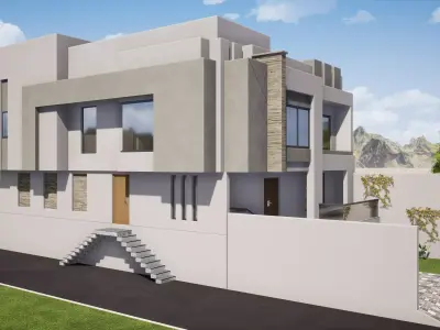 Modern Two Story House 2960 Sqft CAD Plans and 3D Model Low-poly 3D model