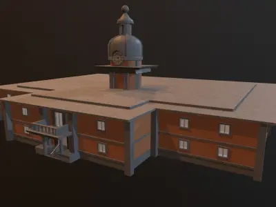 abandoned courthouse V2 Low-poly 3D model