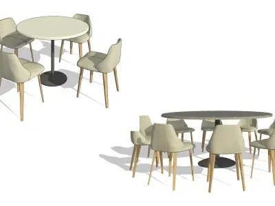 Parametric Revit Round Table Chair Configuration Setups Family 3D model