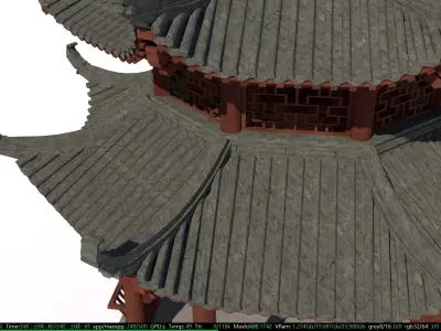 Chinese style pavilion model courtyard model small pavilion 3D model