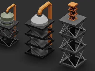 Industrial low poly asset Low-poly 3D model