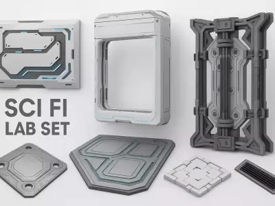 Sci-Fi Lab Kit Low-poly 3D model