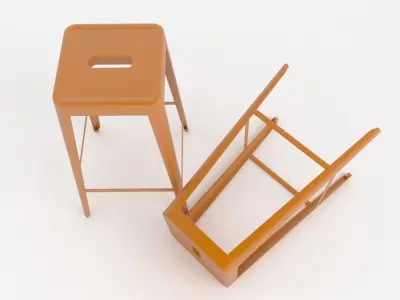 Orange metal bar stool 3D model