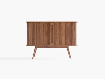 Walnut stained 2 door sliding buffet cabinet Wapong Series 3D model