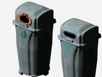 Outdoor plastic cage type circular recycling bin Low-poly 3D model