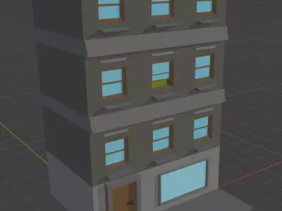 Low Poly Apartment Building  Mobile Game Ready Stylized City Low-poly 3D model