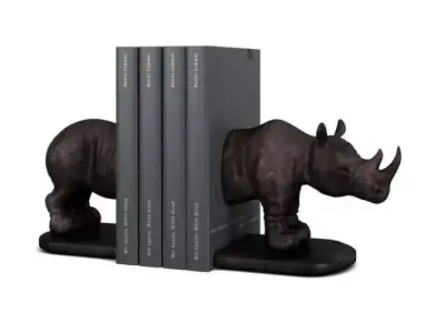 Bronze Rhinoceros Bookends 3D model
