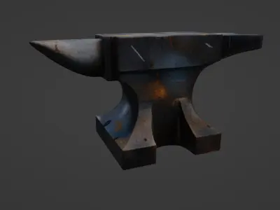 Worn Iron Anvil with Patina and Hammer Dents 3D model