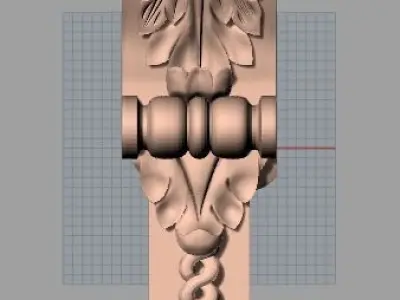 Door Post flower 3D STL Model for CNC Router Carving E971 3D model
